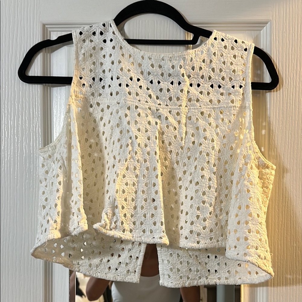 Zara Cream Boxy Cut Out Tank Top